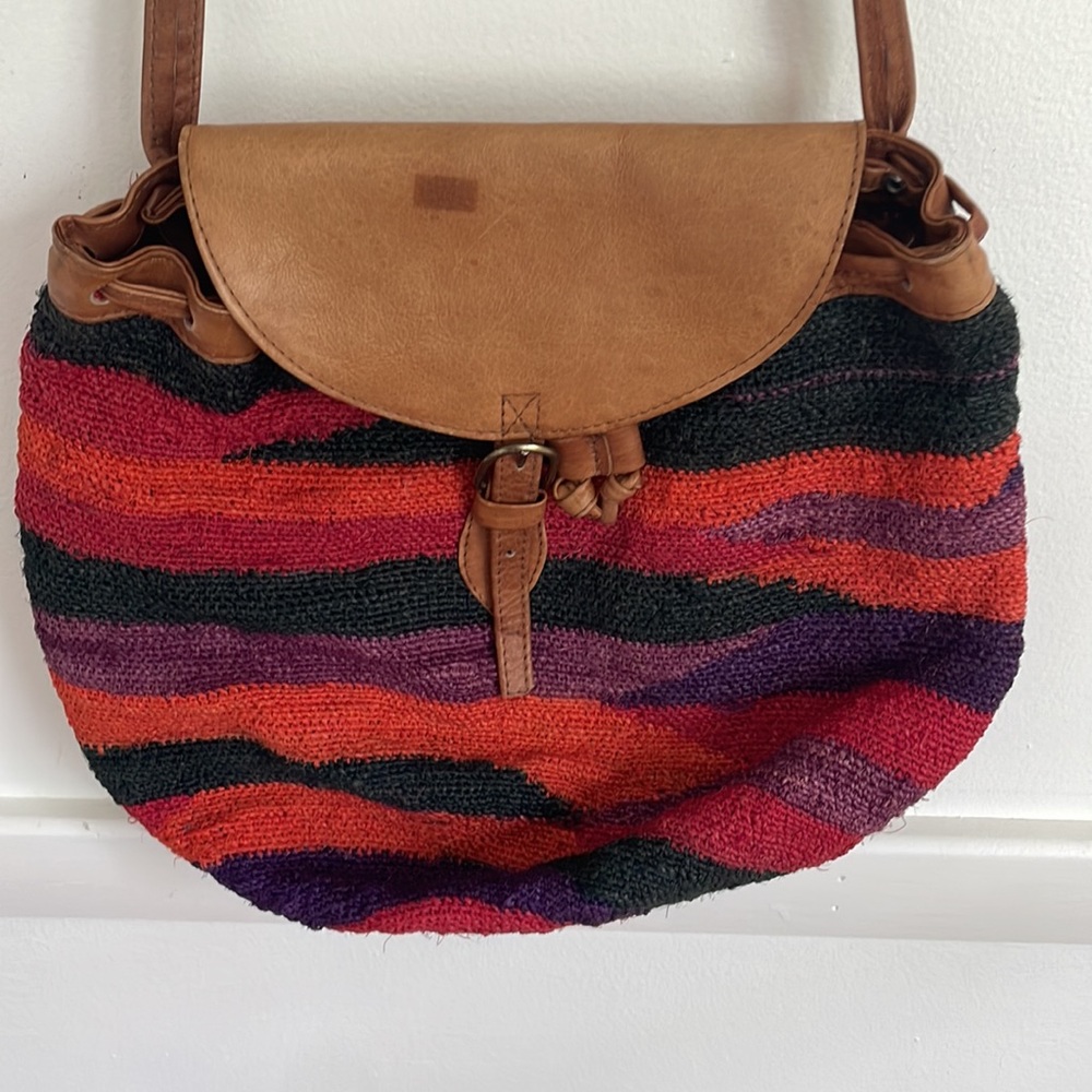 Vintage Sissal & Leather shoulder bag